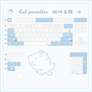 URE Cat Paradise Keycaps PBT MAO Profile Keycap Side Print Shine Through Keycap For MX Mechanical Keyboard 64 78 84 87 96 98 104