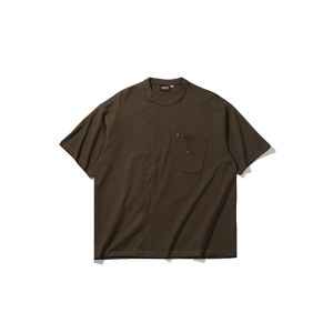 เสื้อยืดแขนสั้นทรงหลวมสไตล์ญี่ปุ่นย้อนยุคสำหรับผู้ชายและผู้หญิงพร้อมกระเป๋า ดีไซน์ไม่สมมาตร เสื้อเชิ้ตคอโปโลแขนสั้น