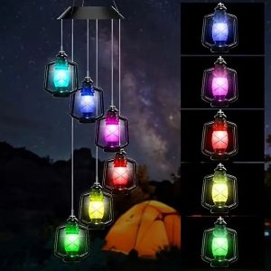 Solar Powered Wind Chime Light Vintage Waterproof Solar Lights Kerosene Lantern for Garden and Porch Decor Garden Decoration