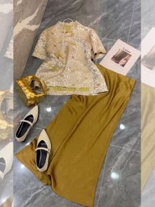 New Chinese Style Reformed National Trend Song Jin Elegant Top And Half Skirt Set Summer Versatile High End Feeling