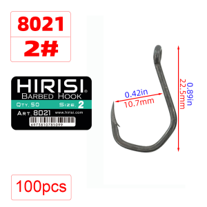 Hirisi 8021 50/100Pcs PTFE Coated High Carbon Steel Barbed Pinpoint Carp Fishing Hooks