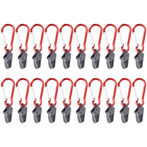 Outdoor Camping Tent Clamp Grip with Carabiner Hook Heavy Duty Aluminum for Secure Tent and Awning Fixing