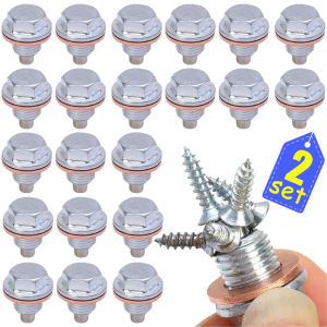 2Sets Car Engine Steel Magnetic Oil Drain Plug Screw Gasket Set Auto Accessories for Most Infiniti Exus Nissan Scion Toyota