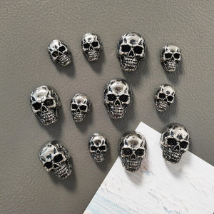 6pcs Gothic Skull Fridge Magnets 2 Sizes Punk Metal Halloween Home Decoration Party Arts Accessory Refrigerator Ornaments