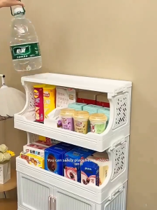 【COD】40-60cm Foldable Storage Cabinet Stackable Box Almari Baju Double Magnetic Doors With Roller Wheeled Storage cabinet