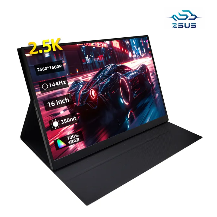 ZSUS 16-Inch Portable Monitor 2560*1600P 100%sRGB 16:10 Low Blue Light For XBox PS4 / 5 Switch Cell Phone PC Loptop Extension