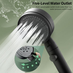 Pressurized Shower Head ABS Handheld Rain Shower Water Saving 5-Speed Adjustable Shower Head One-button Water Stop Rain Shower Bathroom Shower