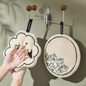 ผ้าเช็ดมือแบบหนาใหม่สไตล์จีนสำหรับใช้ในครัวและห้องน้ำ ผ้าเช็ดมือแบบติดผนัง ดูดซับน้ำได้ดี น่ารักและน่าใช้งาน