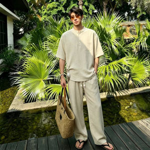OUMULONG | Mens Linen Pants Summer Lightweight Sun Protection