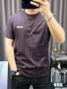 เสื้อยืดแขนสั้นผ้าฝ้ายลินิน ทรงหลวม สำหรับผู้ชาย ฤดูร้อน 2025 แฟชั่นใหม่ ลายพิมพ์ คอกลม บาง แขนสั้น เสื้อยืด