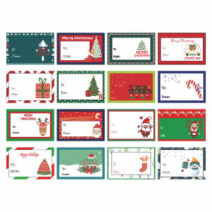 สติกเกอร์ป้ายของขวัญคริสต์มาส 160 ชิ้น – สติกเกอร์ป้ายวันหยุด “To/From” พร้อมลายซานต้า มนุษย์หิมะ กวางเรนเดียร์ และต้นไม้