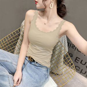 เสื้อเอี๊ยมไหมพรมแข็งขอบเส้นผ้าไหมสําหรับผู้หญิง เสื้อเบสฤดูร้อนที่พอดีกับรูปร่าง เสื้อผ้าในตัว ลายผ้าไหม สไตล์การทํางาน