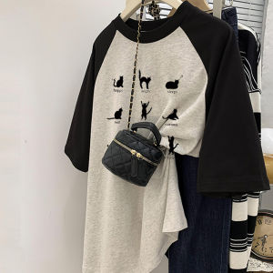 Áo Thun Cotton Cỡ Lớn Tay Ngắn Dáng Rộng Thoải Mái Thời Trang Mùa Hè Phong Cách Hàn Quốc Cổ Tròn in Chữ