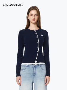 ANN ANDELMAN | Asymmetric Placket Design Knitted Sweater Long Sleeve