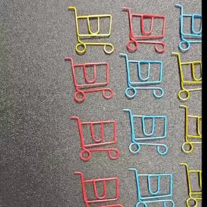 15/25Pcs Random Cute Shopping Cart Shaped Paper Clips Decorative Planner Bookmark Clips Office Wedding Journal Accessories