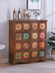 American Style Painted Wooden Storage Cabinet Hallway Entryway Bedroom Nightstand Multi-Functional Adult Furniture