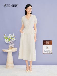 YINER | French Elegance Lace Embroidered A-line Skirt