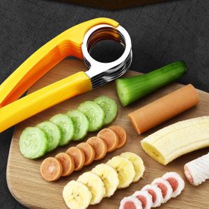 Stainless Steel Banana Cucumber Slicer Fruit Splitter Ham Sausage Cutter Artifact Home Kitchen Tool Vegetable Peeler