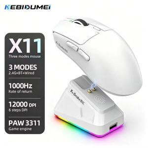 Kebidumei | KEBIDUMEI X11 PAW3311 Tri-Mode Wireless Mouse 12000 DPI Gaming Mouse RGB Touch Magnetic Charging Base Bluetooth /2.4G/Wired Mice