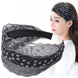 ริบบิ้นผ้าปักลายดอกไม้กันลื่นสำหรับผู้ใหญ่ คลิปผมสำหรับผู้หญิง คลิปผมสำหรับล้างหน้า คลิปผมปิดผมขาว ขอบกว้าง เครื่องประดับผม