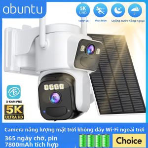 Camera Ngoài Trời Không Dây Năng Lượng Mặt Trời Wifi 10MP 5K Camera Kép Màn Hình Kép Tự Động Theo Dõi Zoom Kỹ Thuật Số 5X Camera Giám Sát An Ninh Với Màn Hình Kép