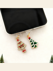 2 Christmas Phone Dust Plugs Two Styles of Christmas Tree Dust Plugs Christmas-Exclusive Phone Charms Holiday-Themed Phone Decorations