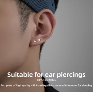 CHUNYAN | Sterile 999 Silver Simple Black Ear Pins