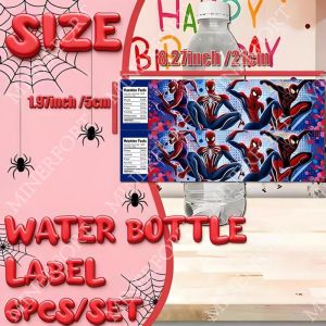 Spiderman Water Bottle Label for Decorating Cups DIY Baby Shower Birthday Wedding Party Supplies Arrangements Gifts 6Pcs/24Pcs