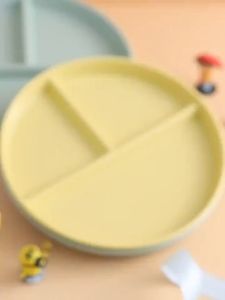 MLADEN Three Divided Plate Divided Dish Reusable Round Dinner Plate Kitchen Dinnerware Compartment Plate 分餐盘/减脂盘