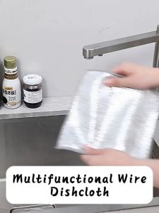 Storix Metallic Silver Multi-Purpose Kitchen Rag Dishwasher Cleaning Anti-Abrasion Mesh Cloth Scouring Pad