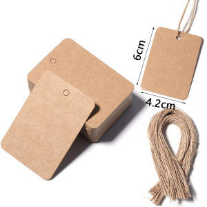 100pcs/lot With Hang Rope Kraft Paper Card Blank Cardboards Hang Price Tags For Fit Clothes Jewelry Details Sale Price Display