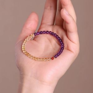 Natural Purple Quartz Bracelet for Women Original Design Unusual Gift for Best Friend Beaded Bracelet Uruguay Purple Crystal