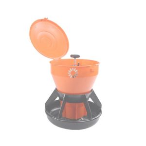 Orange 5 kg / 15 kg capacity Plastic automatic feeder with cover for suckling and weanling piglets pig feeding equipment