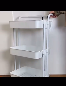 GMSHOP 3 Layer Storage Cart PP Plastic With Wheels Storage Rack Kitchen Living Room Movable Trolley Troli Dapur Bilik Mandi Penyimpanan Berlapis