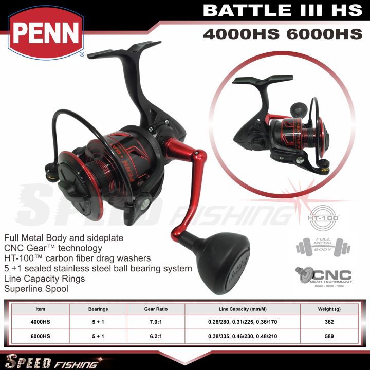 Reel Penn Battle III 4000 6000 HS Penn Battle 3 HS Metal Body Spinning