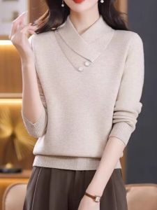 Design Cross-neck Thickened Sweater Autumn Winter New