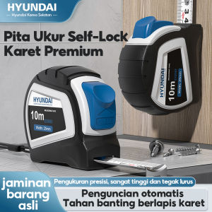 Hyundai Pita Pengukur Baja Berlapis Karet Meteran 3M 5M ABS TPR Anti Slip Presisi Tukang Bangunan