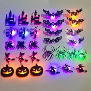 HLINKEY 30PCS Halloween Wall Lights 3D Hollow Stickers LED Night Light No Drilling Peel And Stick Party Decor For Kids Room Bedroom PVC Material