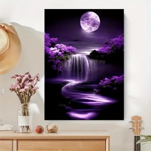 500/1000/1200/2000PCS Jigsaw Puzzle Peaceful Purple Moon Waterfall Landscape For Adults Ideal For Stress Relief And Relaxation