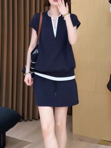Fashionable Loose Casual Womens Set Summer 2025 New All-Match Slim Short Sleeve T-Shirt Half Skirt Two-Piece Suit