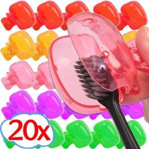 Anglebabylife 20PCS Toothbrush Head Cover Clips Portable Plastic Toothbrush Dustproof Protector Covers for Travel Camping Bathroom Accessory