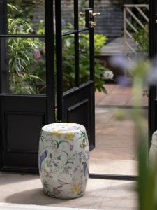 Rinoart New Chinese Style Ceramic Glazed Ice Crack Drum Stool Colorful Side Table Luxury round Top No Storage Customizable