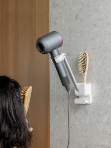 Aluminum Alloy Bathroom Hair Dryer Holder No Drilling Rotatable Hand Free Storage Rack for Women Plastic Bathroom Organizer