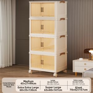 Large Capacity Foldable Wheeled Clothes Storage Box