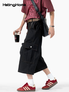 HetingHOME | Hetinghome Summer Trendy Couple Loose Mens American Sport Casual Pants Seven-Foot Length Workwear Polyester Fiber Zipper Waist