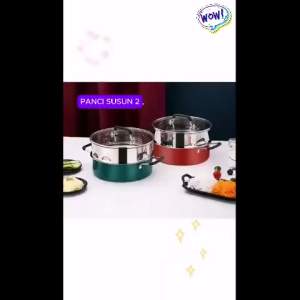 Panci Steamer Kukus Stainless Bahan Tebal Kukus Steamer 2 Tingkat Susun Stainless Steel Somay Bakpao