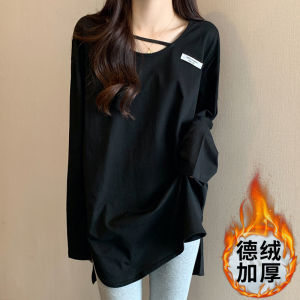 Design Sensation Mid-Length Long Sleeve Womens Base Shirt German Velvet Inner Wear T-Shirt Spring Autumn Winter Top