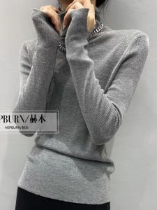 Autumn Winter Slim Fit High Neck Knit Sweater Womens Soft Cozy Thin High Collar Layering Top Fashionable Solid Color