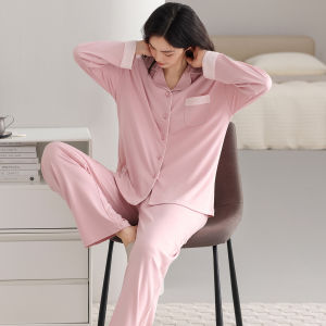 Miiow | Pure Cotton Sleepwear Womens Loose Comfortable Long Sleeve Home Clothes Set Suitable For Outdoor Spring Autumn Season