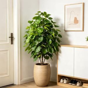 Kmitang | 45-95cm Large Artificial Eucalyptus Plants Fake Schefflera Leaves Plastic Money Tree Branch Green Begonia For Home Office Decor
